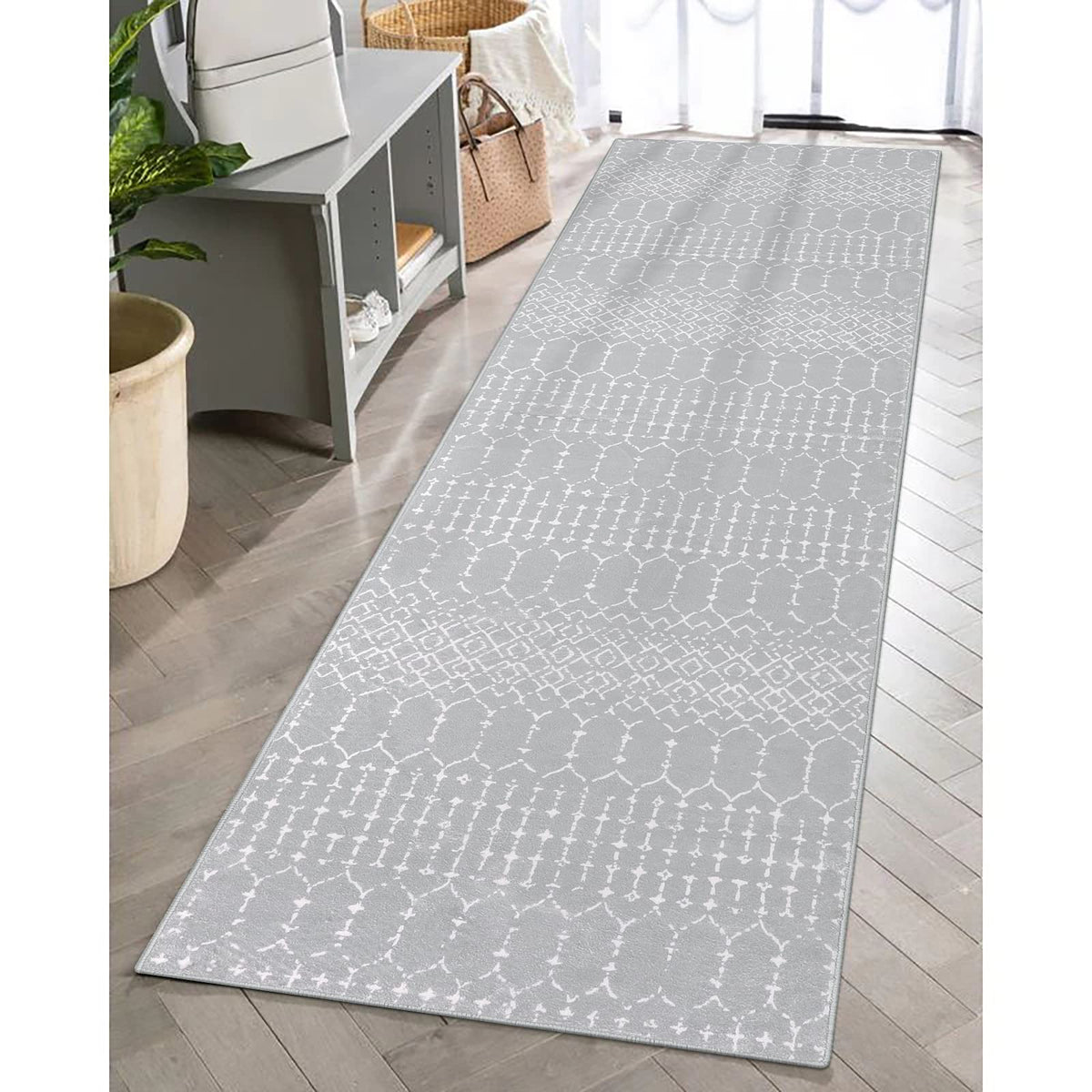 Lahome Moroccan Black Area Rug for Living Room 3x5 Non-Slip Washable Stain Resistant Large Kitchen Rugs Throw Low-Profile Soft Bedroom Carpet Geometric Print Rug for Entryway Dining Room Hana