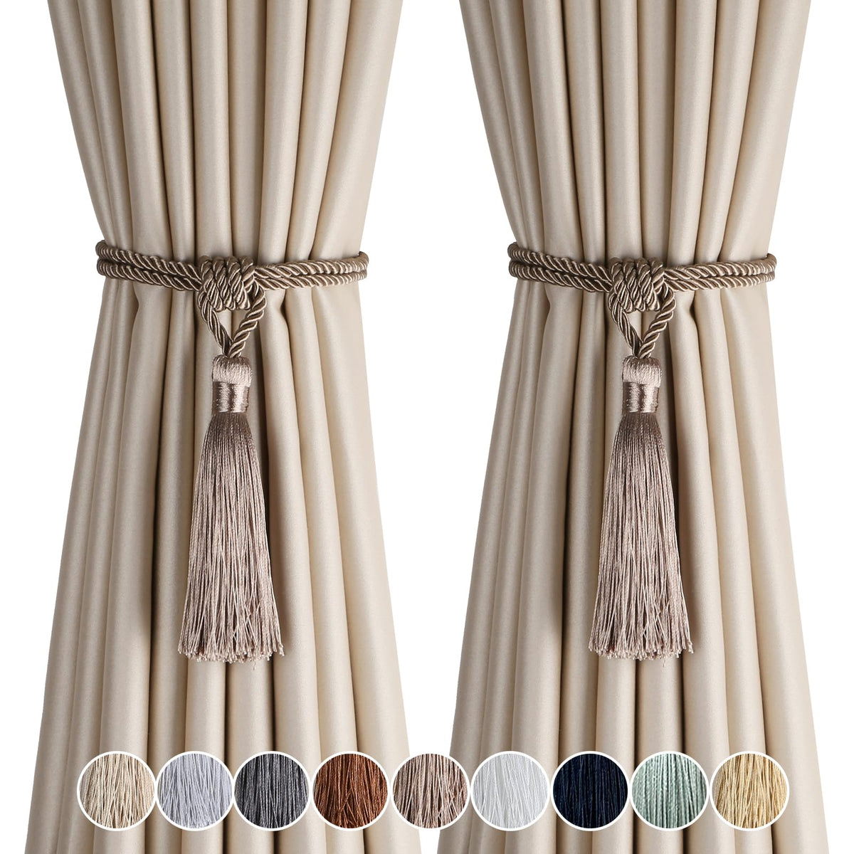 4 Pack Curtain Tiebacks Handmade Tassel Rope Curtain Holdbacks