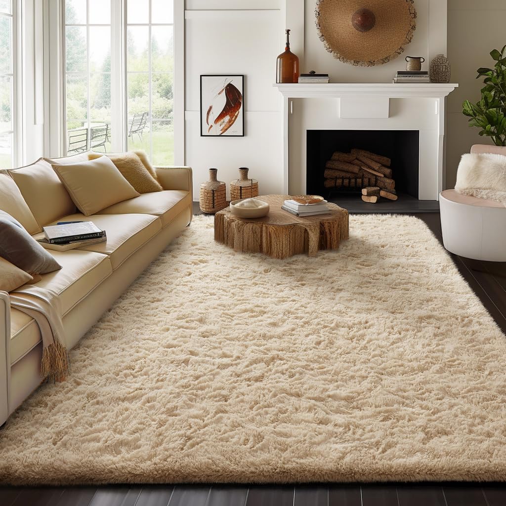 Ophanie Leopard Rugs for Bedroom Living Room, Cheetah Print Rug Fluffy Shag Large Fuzzy Plush Soft Throw,Large Shaggy Floor Faux Animal Throw 4x6 Carpets,Decor Aesthetic with Over 99 pcs Pile fibers