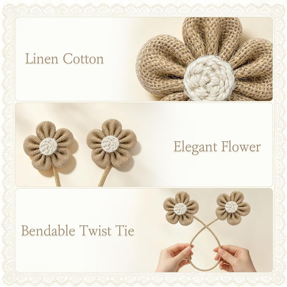 VIS'V Curtain Tiebacks, Twisted Boho Curtain Holdbacks, Khaki, 2 Pcs