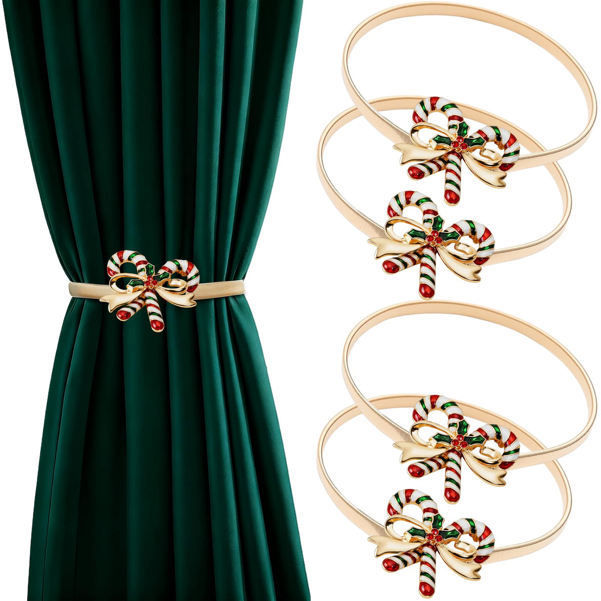 4 Pack Christmas Curtain Tieback Buckle Aluminum Alloy Spring Design Curtain Holdback Carving Design Christmas Curtain Ties for Drapes Curtain Ties Backs Modern Christmas Decor (Maple Leaf)