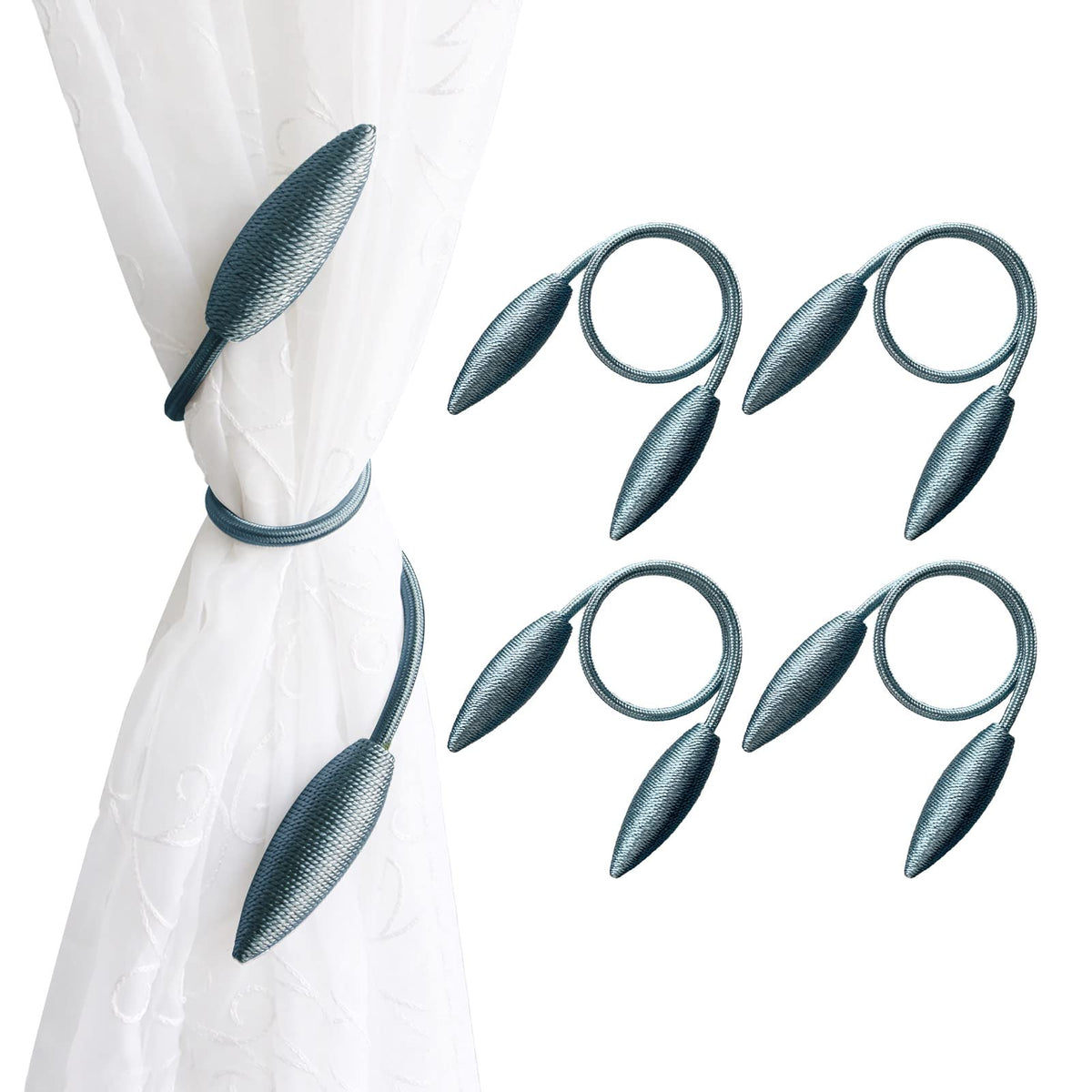 Valea Home 2 Pieces Curtain Tiebacks Clips Creative Window Drape Twist Tie Backs European Style Custom Made Curtain Holders Decorative Draperies Holdbacks, Black