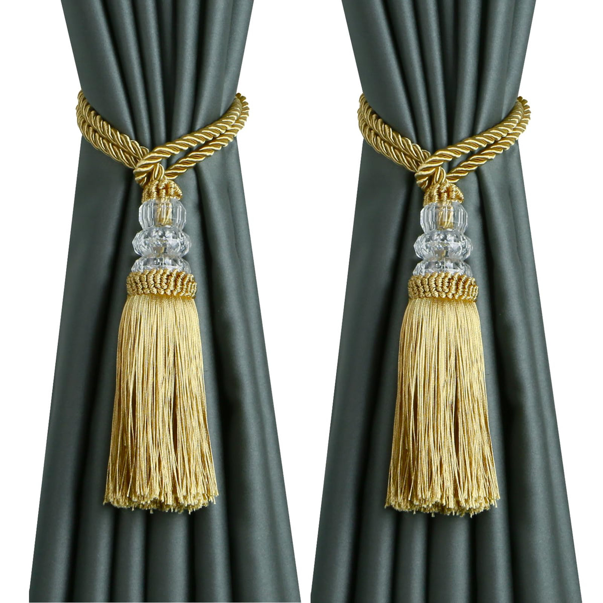 2 Pack Curtain Tiebacks with Tassel, White