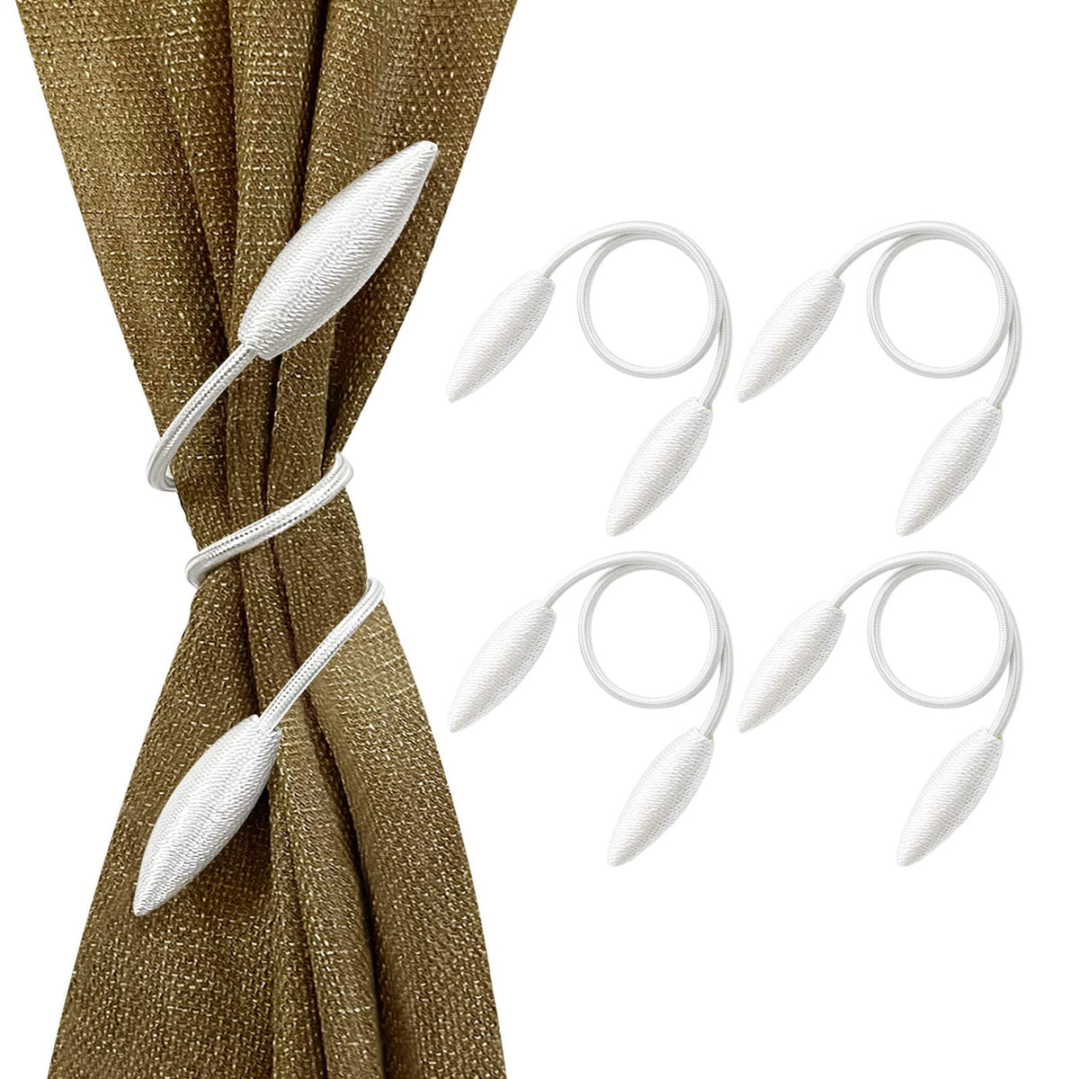 Valea Home 2 Pieces Curtain Tiebacks Clips Creative Window Drape Twist Tie Backs European Style Custom Made Curtain Holders Decorative Draperies Holdbacks, Black