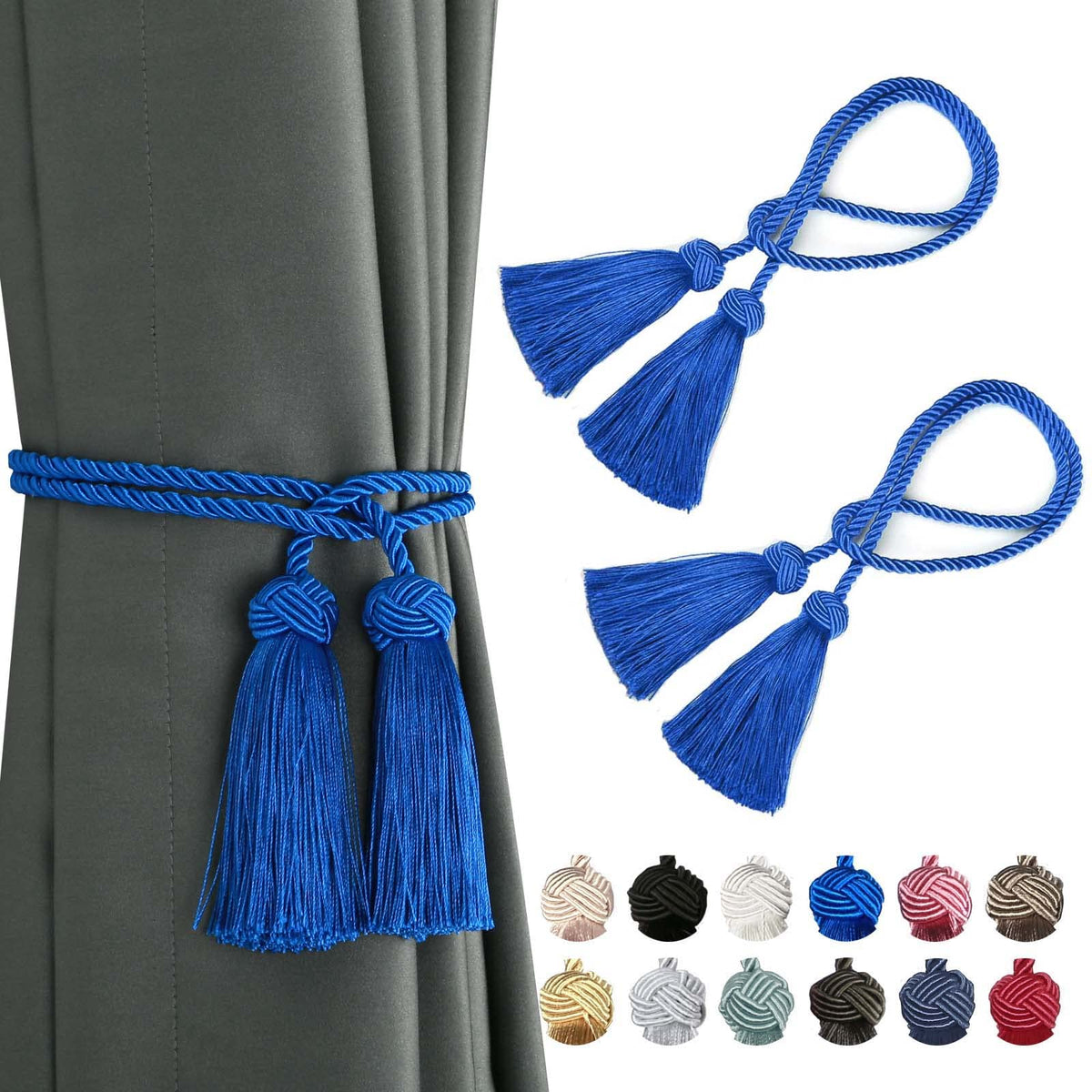 BEL AVENIR 2 Pack Handmade Rope Tassel Curtain Tiebacks