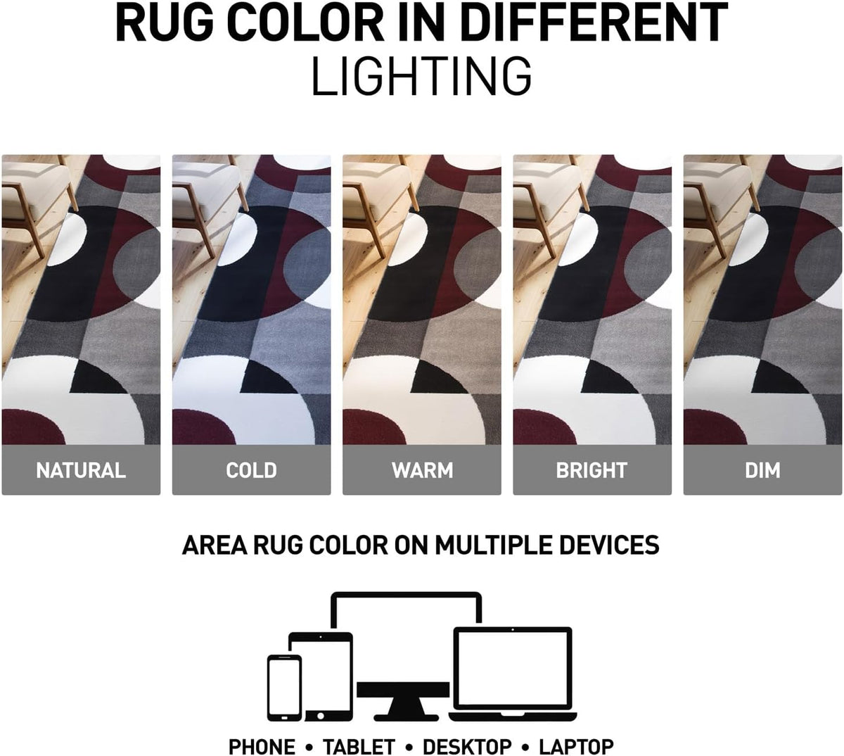 Rugshop Circle Design Contemporary Geometric Area Rug Burgundy 5'3" x 7'3"