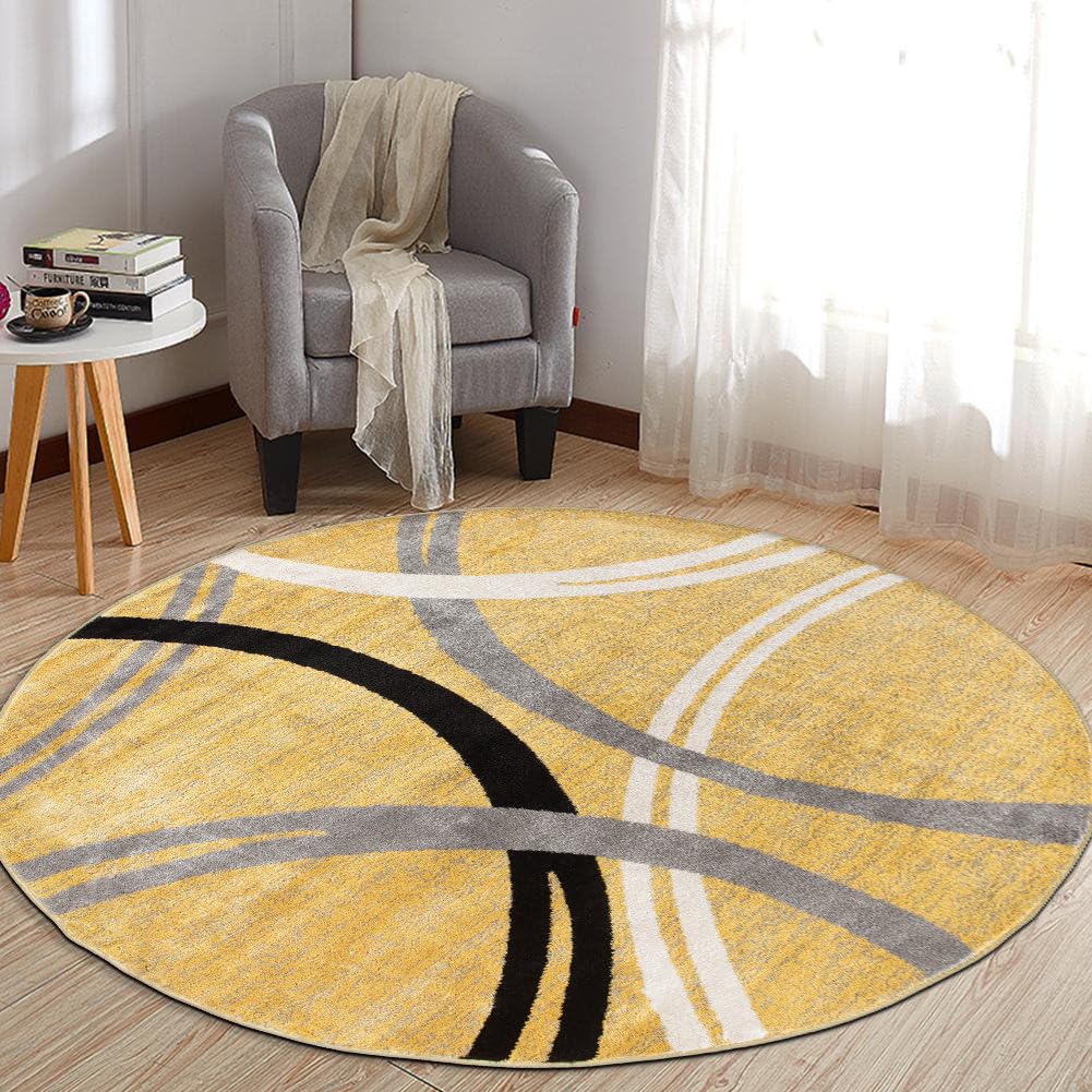 Rugshop Wavy Circles Fade-Resistant Living Room Area Rug Gray 5'3" x 7'3"