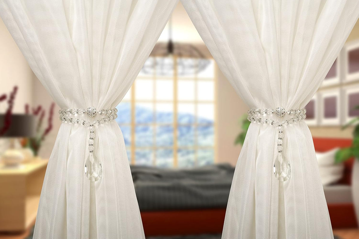 SUQ I OME Luxury Crystal Beaded Magnetic Curtain Tieback, Crystal