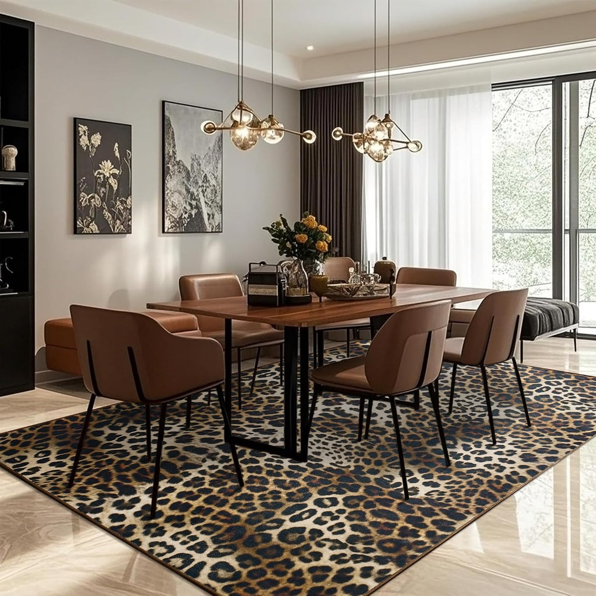 Foxmas 4x6 Leopard Area Rugs for Living Room