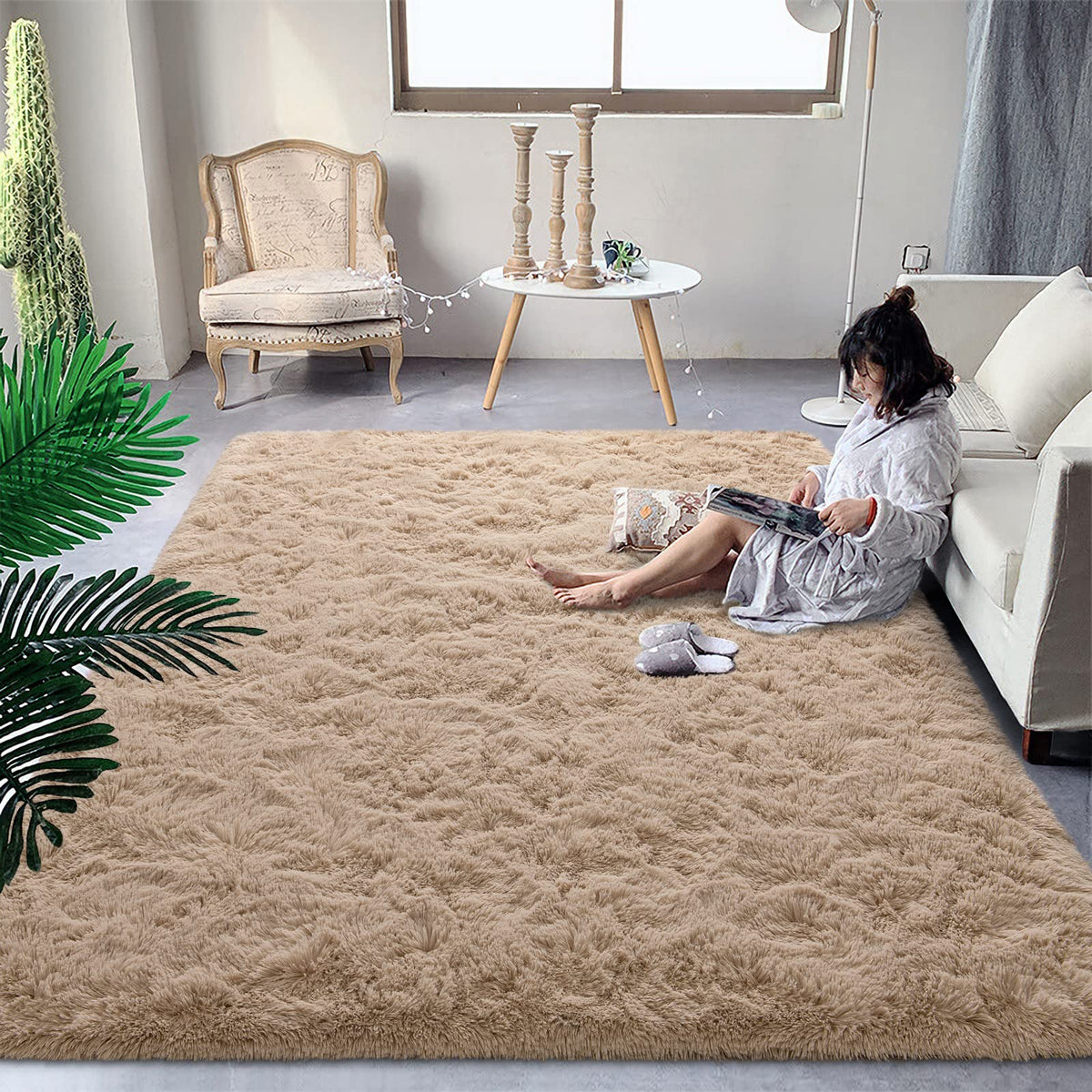DweIke Fluffy Black White Rugs for Bedroom Living Room, 4x6 Feet Soft Plush Shaggy Cow Hide Print Girls Boys Kids Rug, Non-Slip and Machine Washable Carpet for Dorm Nursery Classroom Decor