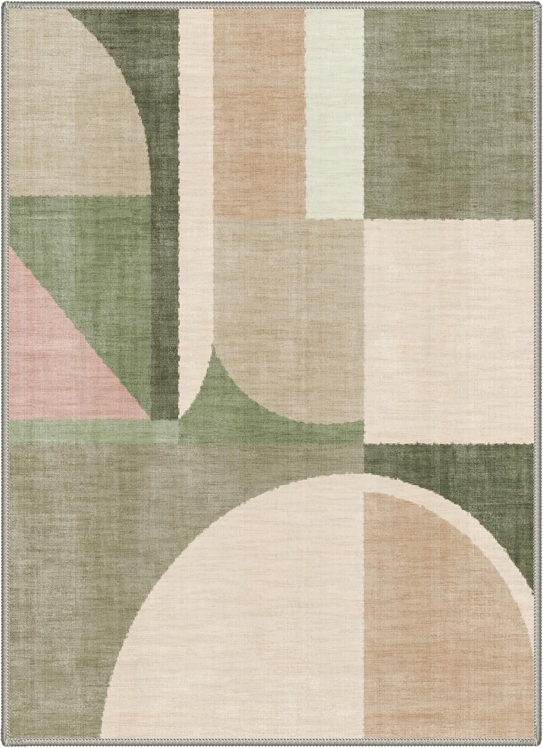 BEIMO 5x7 Washable Area Rugs, Green Mid Century Modern Rug for Bedroom