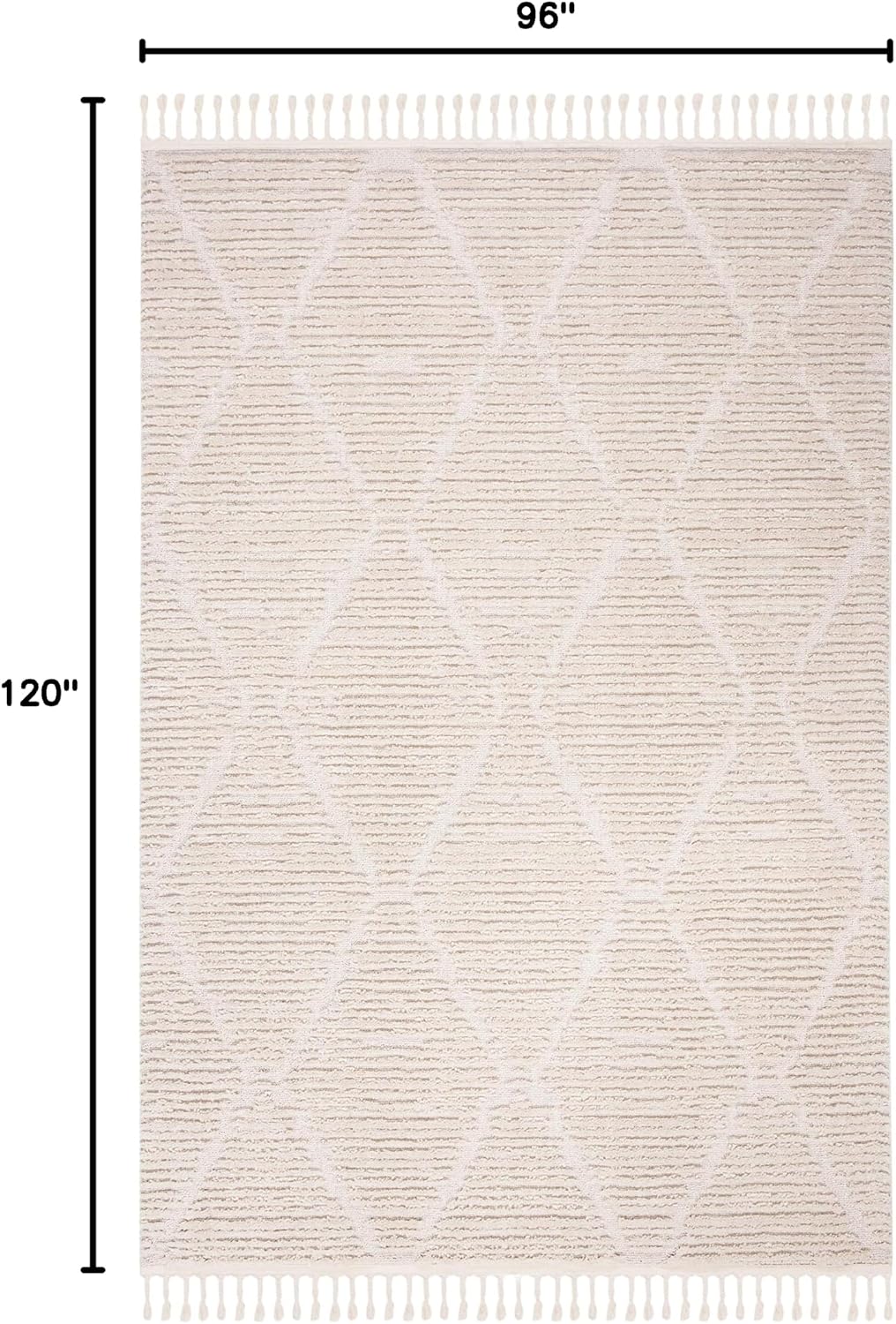 SAFAVIEH Area Rug 8x10 - Marrakesh Collection - Large - Beige, Moroccan Trellis Design with Tassel Detail, Non-Shedding & Easy to Clean, Ideal for Living Room, Bedroom, Dining Space (MRK517C)