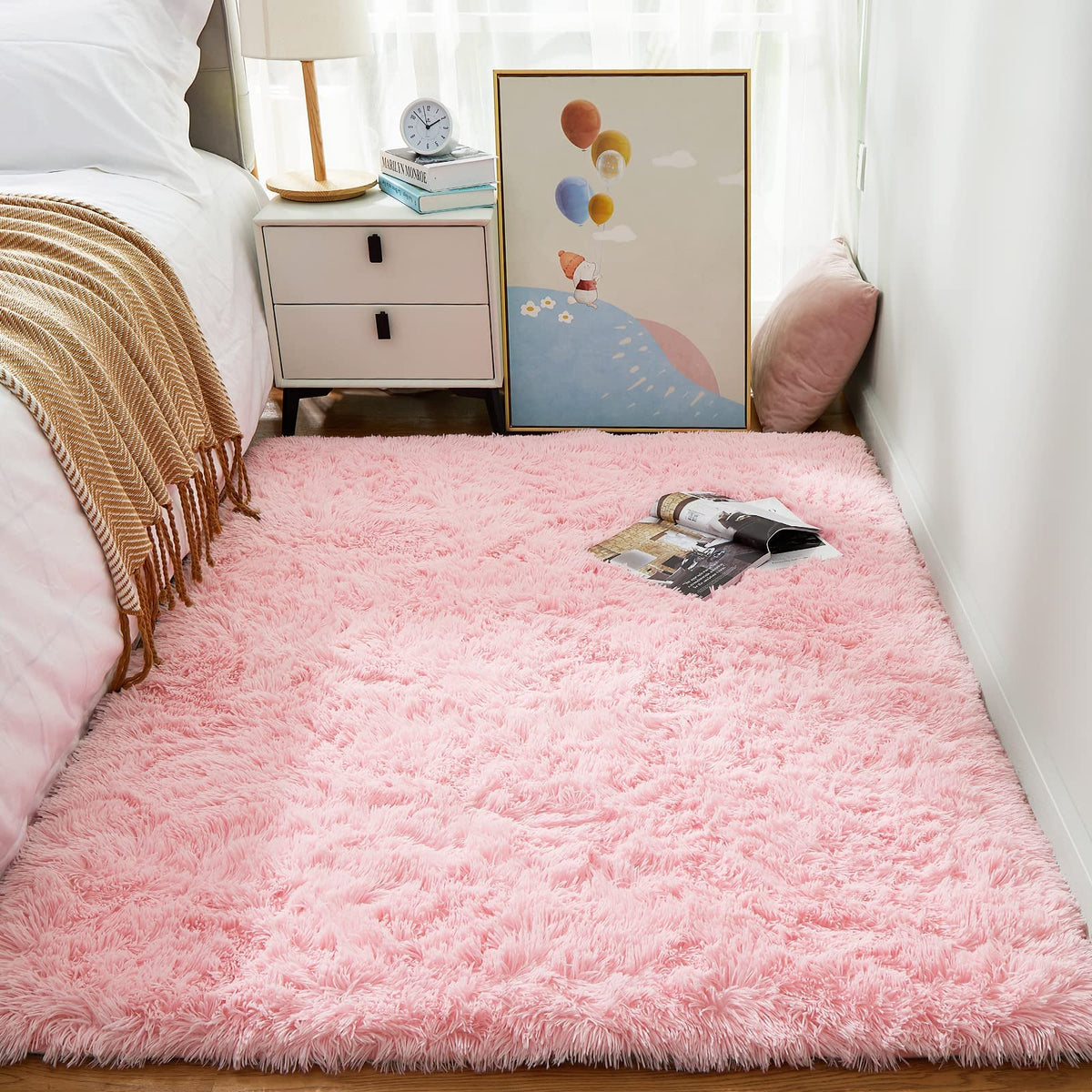 Ophanie Leopard Rugs for Bedroom Living Room, Cheetah Print Rug Fluffy Shag Large Fuzzy Plush Soft Throw,Large Shaggy Floor Faux Animal Throw 4x6 Carpets,Decor Aesthetic with Over 99 pcs Pile fibers