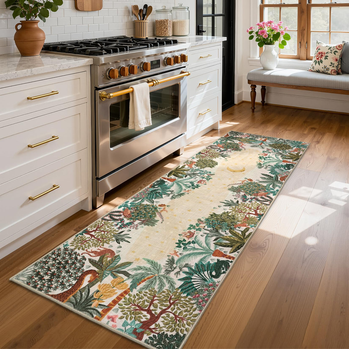 GarveeHome 5x7 Jungle Area Rug Washable Rugs for Living Room Bedroom, Soft Low Pile Non Slip Accent Floor Mat Animal Print Throw Rug Indoor Carpet Dining Room Playroom