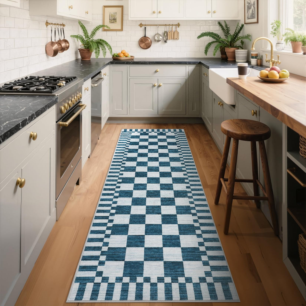 GarveeHome Brown Checkered Rug 5x7 Area Rugs Washable Living Room 5x7 Rug