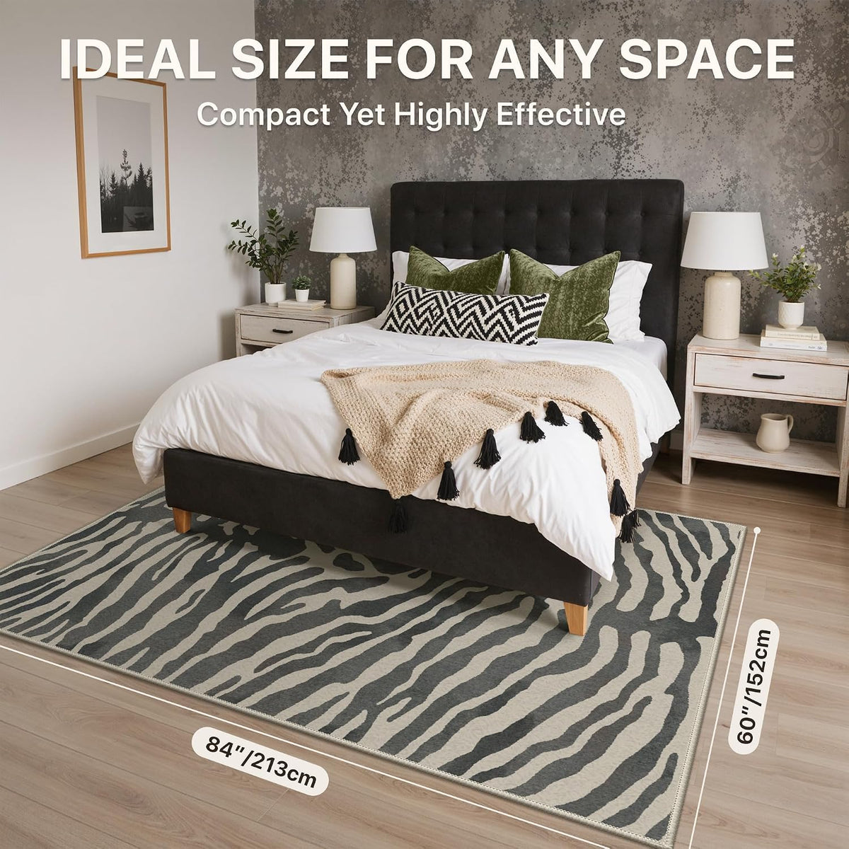 Bavni Zebra Print Rugs 5x7 Washable Area Carpet for Bedroom Living Room