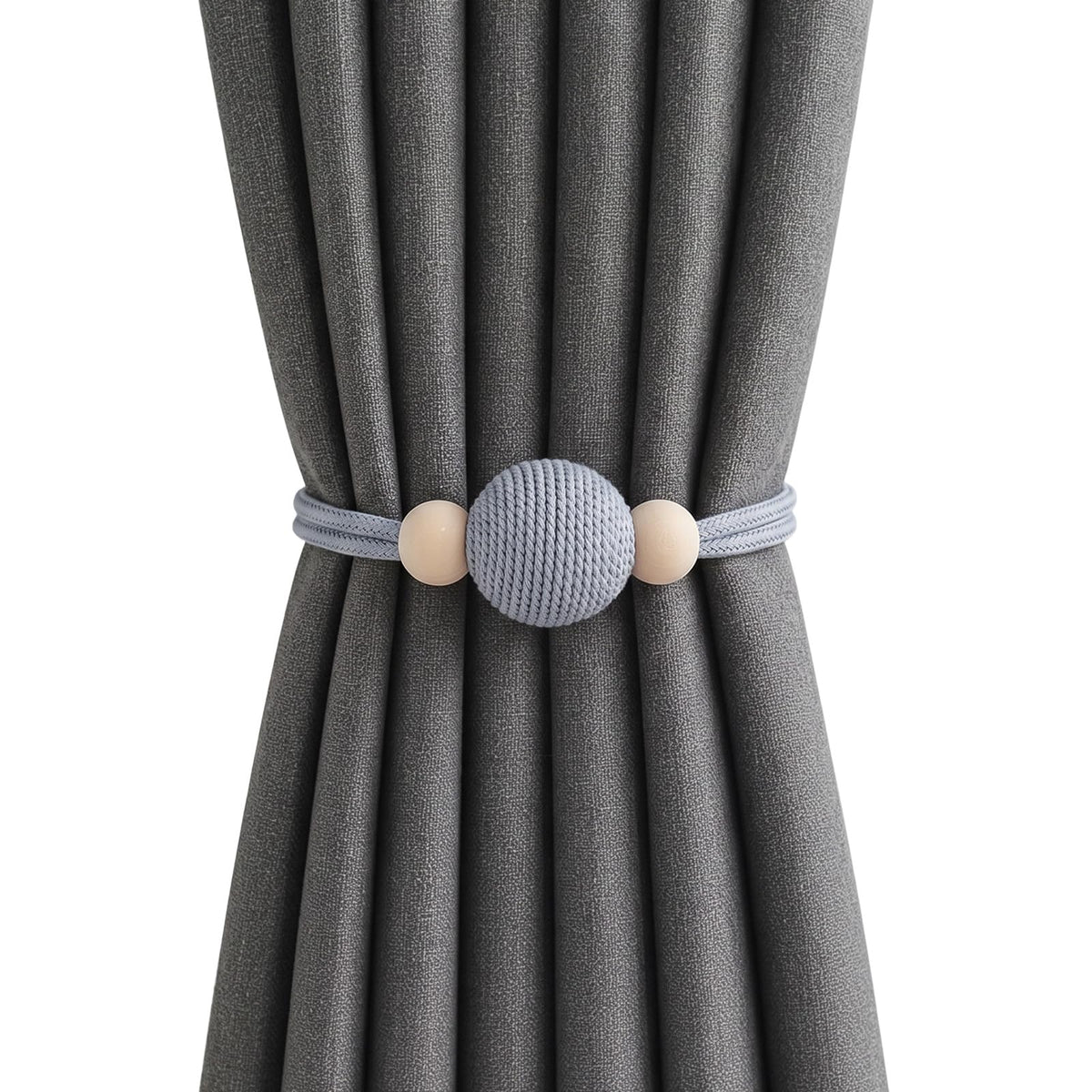 2 Pack Magnetic Curtain Tiebacks, Minimalist Curtain Holdbacks (Brown)