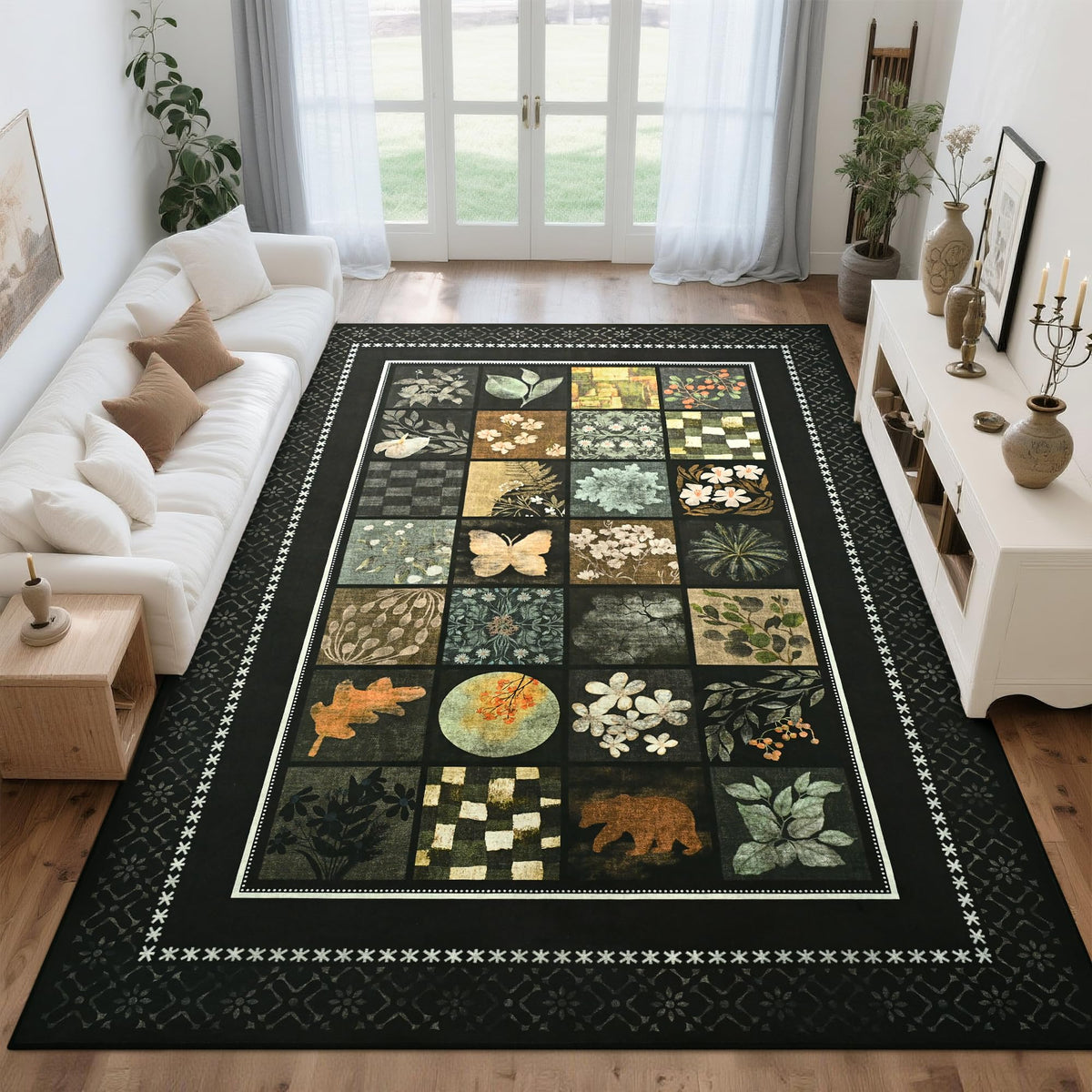 Tepook 8x10 Area Rugs for Living Room, Washable Large Geometric Bedroom Rug
