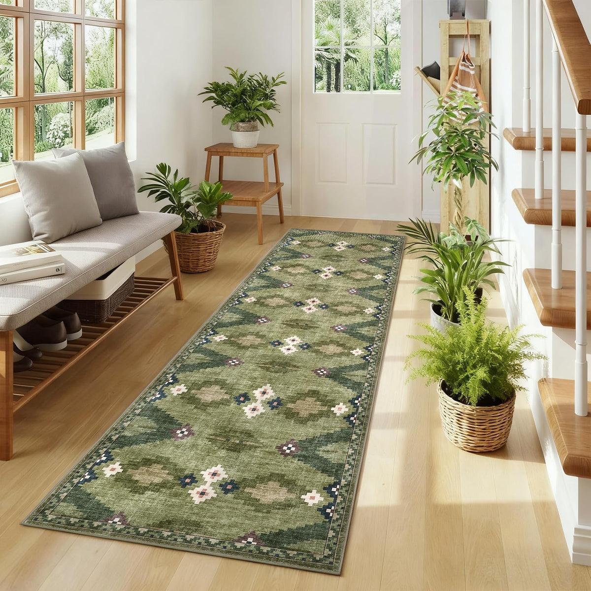 GarveeHome Modern Geometric Bedroom Washable 4x6 Small Living Room Rugs