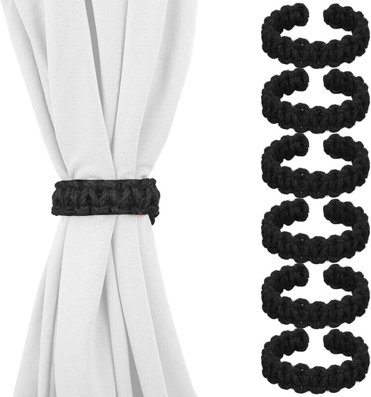 6 Pack Boho Braided Curtain Tiebacks, Curtain Holdbacks Tie Backs