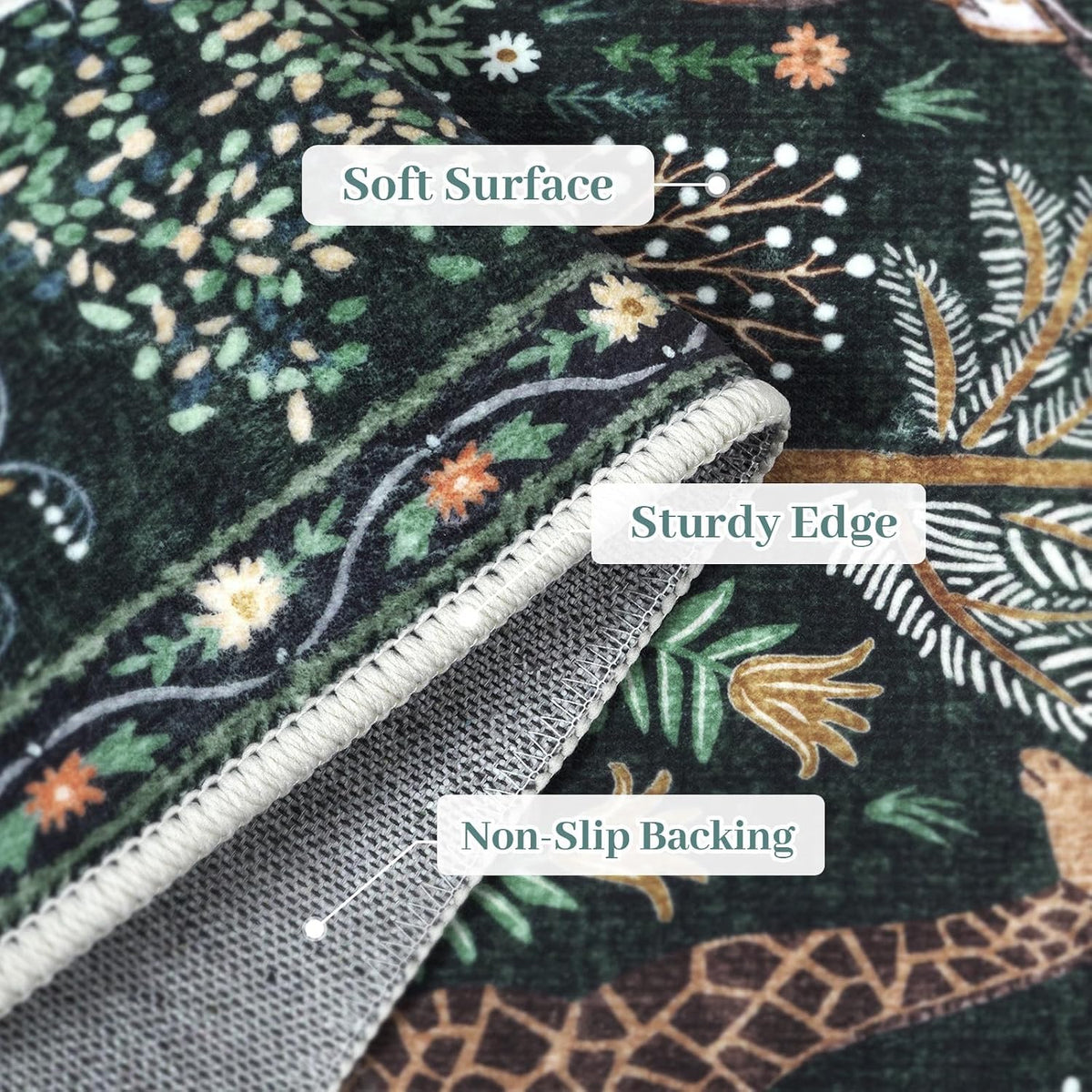 OJIA Jungle Print 5x7 Area Rugs for Living Room Green Soft Washable Rugs