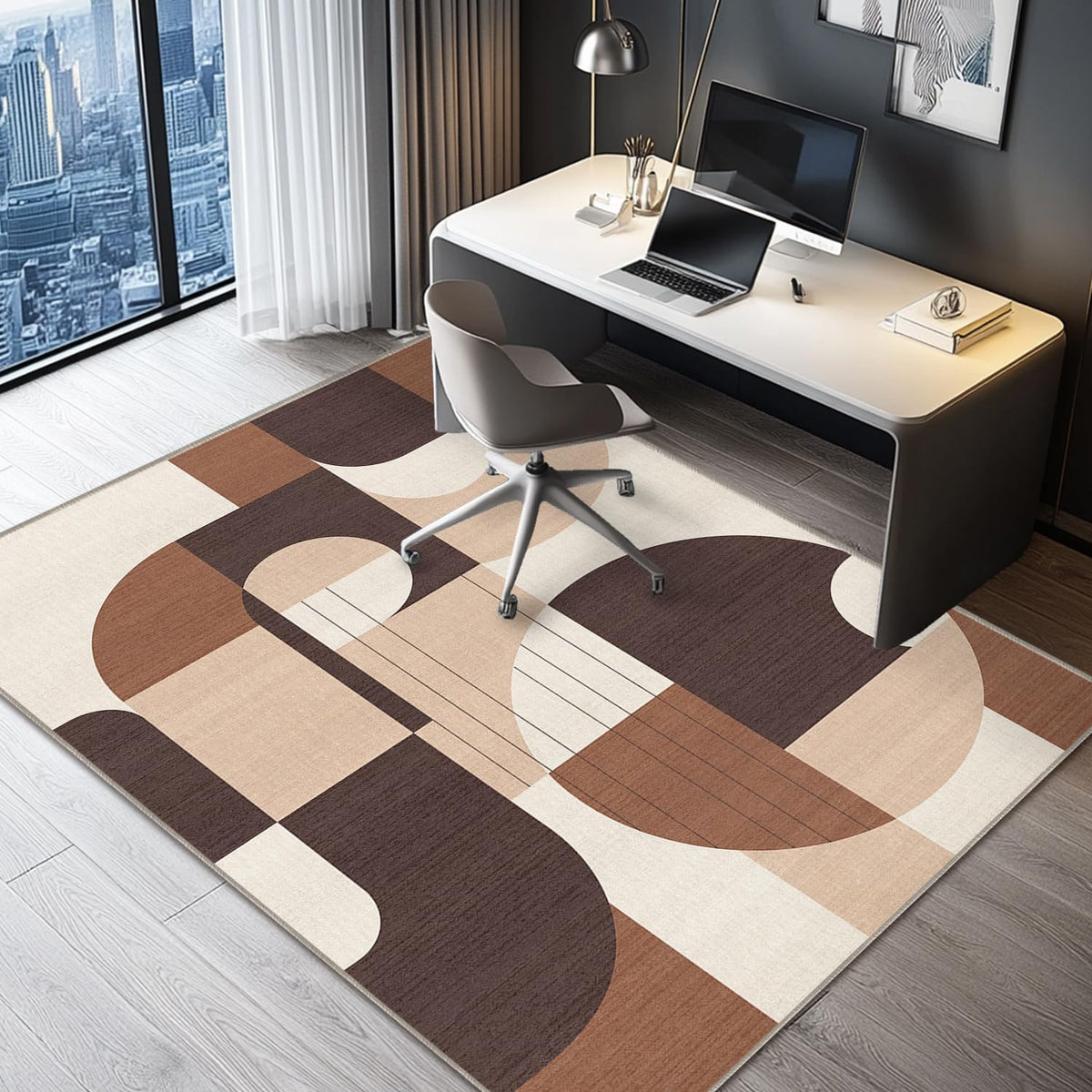 5x7 Area Rug Colorful Boho Geometric Carpet Modern Abstract Large Rug for Living Room Bedroom Machine Washable Non-Slip Rug for Dining Room Kids Playroom Office