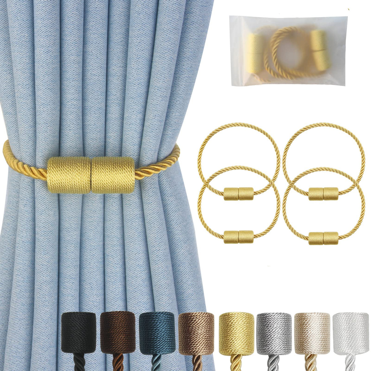Magnetic Curtain Tiebacks Decorative Holdbacks Rope Tie Back Drapes Hangtty