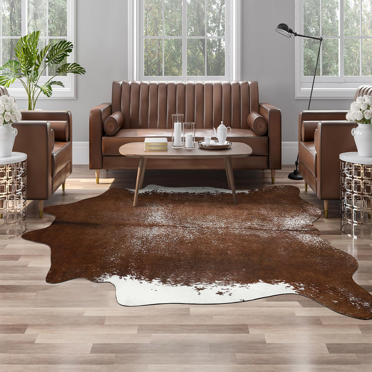 AROGAN Premium Leopard Print Rug, Faux Cheetah Rugs, Non-Slip 4.6 x 5.2 Ft