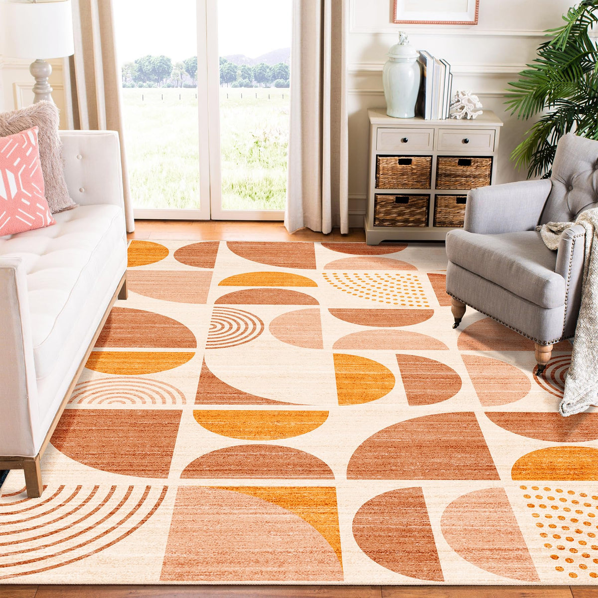 MUJOO 5x7 Area Rugs Washable,Boho Rugs Non Slip Modern Abstract Large