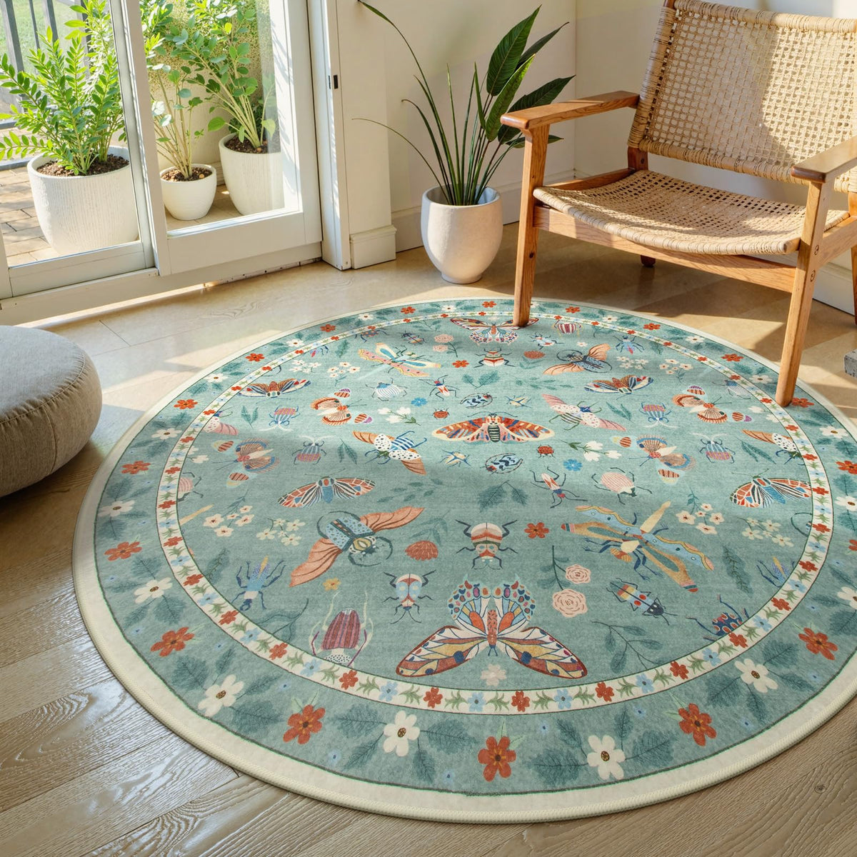 Lahome Insect 5x7 Area Rugs, Soft Bug Washable Rugs for Bedroom Living Room