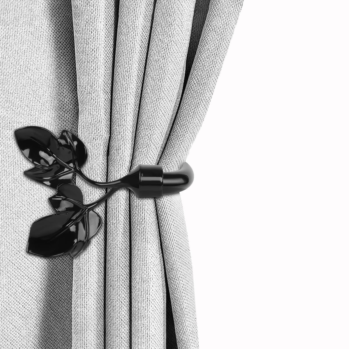 Leaf Shaped Curtain Holdbacks 2pcs, Handmade Metal Curtain Side Holders for Wall, Antique Brass Curtain Tieback Hook Pull Backs for Drapes Window Home Decoration (Gold)