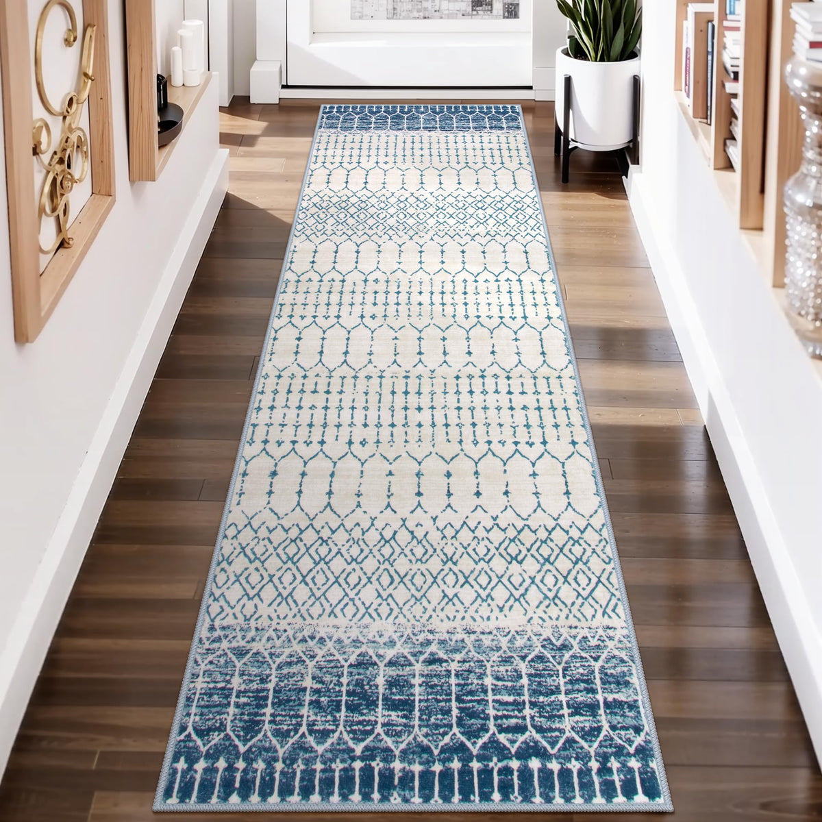 Lahome Moroccan Black Area Rug for Living Room 3x5 Non-Slip Washable Stain Resistant Large Kitchen Rugs Throw Low-Profile Soft Bedroom Carpet Geometric Print Rug for Entryway Dining Room Hana
