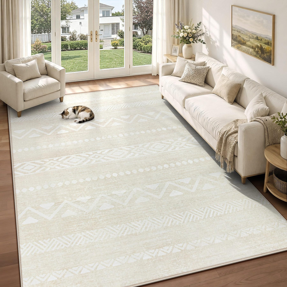 Zomfy Washable Rug 8x10 Area Rugs for Living Room(Beige, 8'x10')