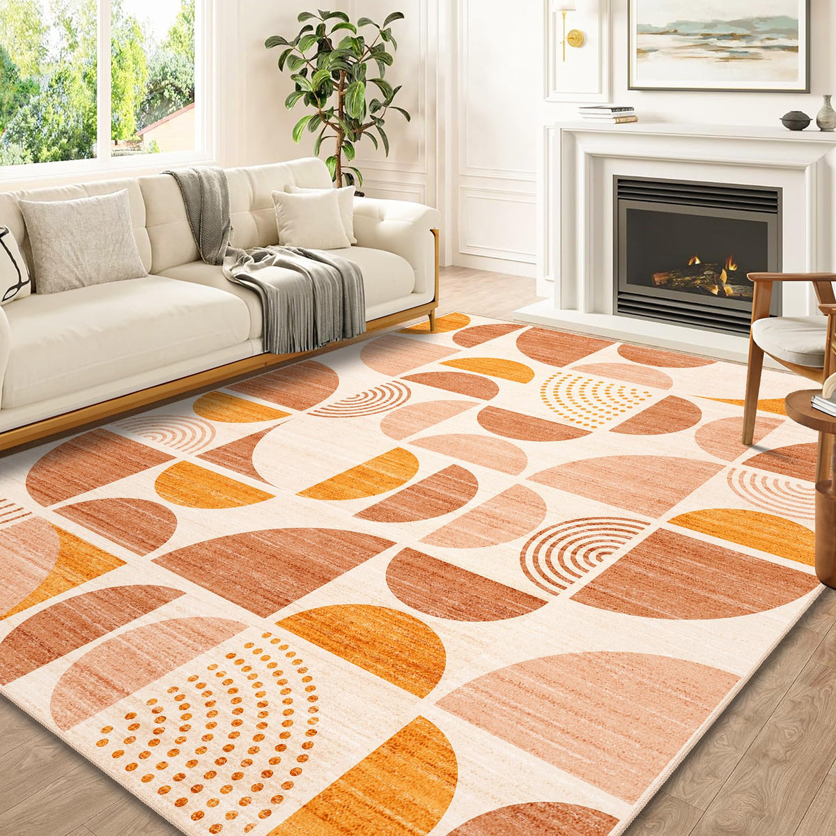 MUJOO 5x7 Area Rugs Washable,Boho Rugs Non Slip Modern Abstract Large