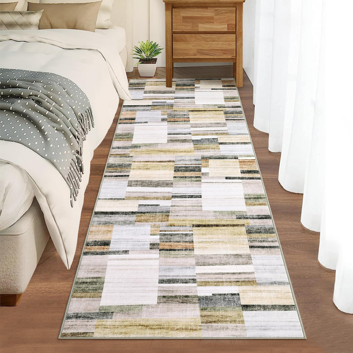 GarveeHome Large Living Room Rugs 8x10 Area Rugs Machine Washable Modern Geometric Neutral Rug Non Slip Low Pile Farmhouse Stain Resistant Carpet for Bedroom Nursery Classroom Dorm 8 ft x10 ft Multi