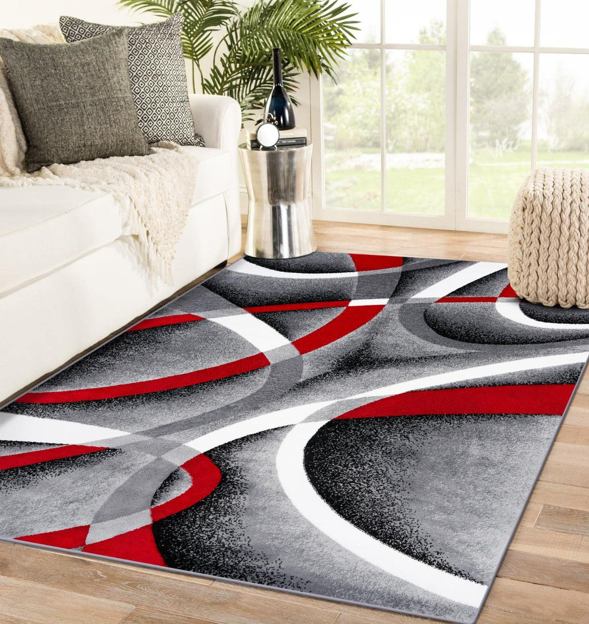 Luxe Weavers Geometric Abstract Area Rug Navy 5x7