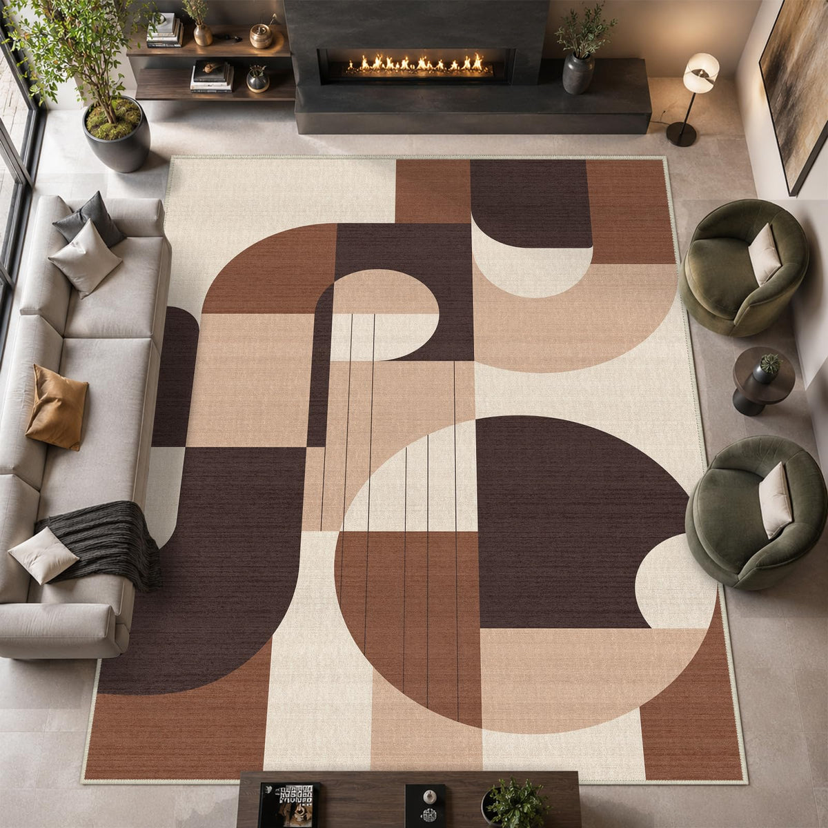 5x7 Area Rug Colorful Boho Geometric Carpet Modern Abstract Large Rug for Living Room Bedroom Machine Washable Non-Slip Rug for Dining Room Kids Playroom Office