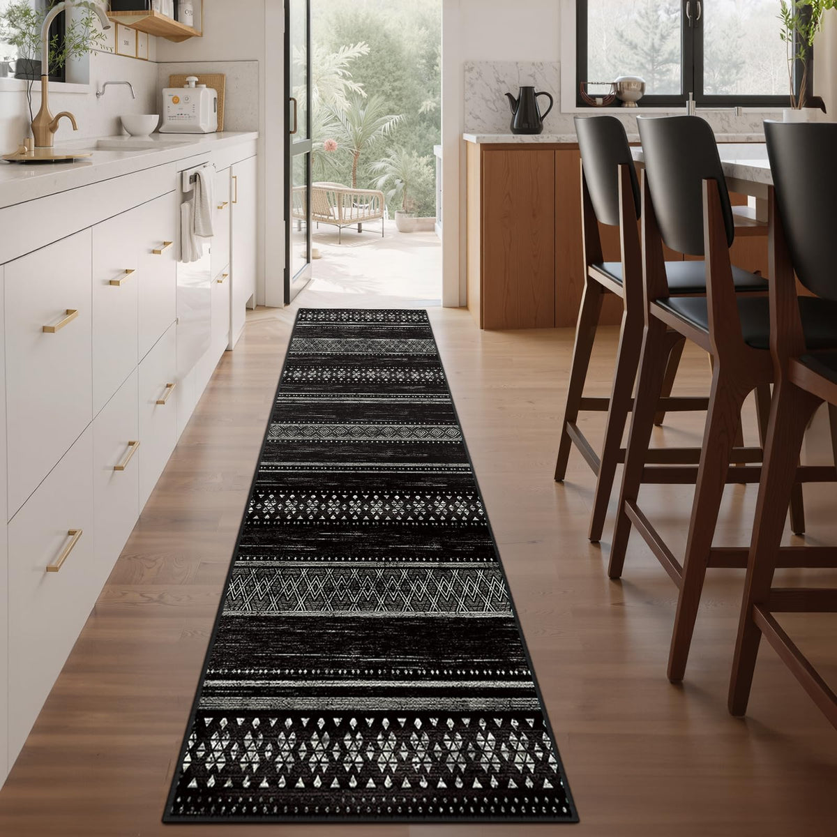 8x10 Washable Area Rugs for Living Room Boho Bedroom Rug Black/Brown