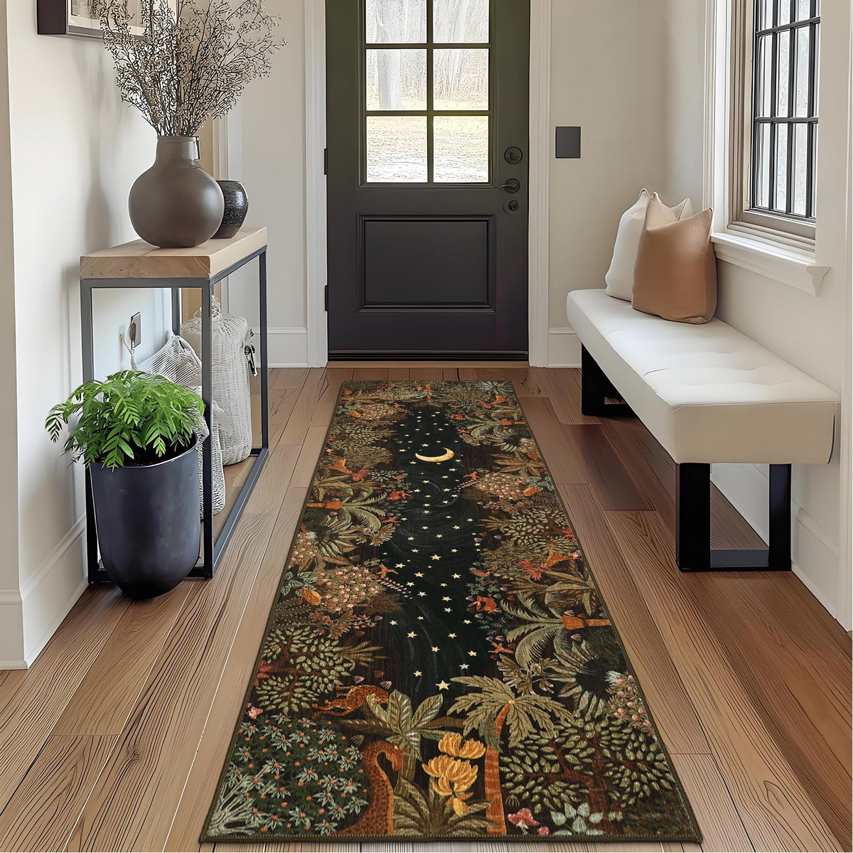 GarveeHome 5x7 Jungle Area Rug Washable Rugs for Living Room Bedroom, Soft Low Pile Non Slip Accent Floor Mat Animal Print Throw Rug Indoor Carpet Dining Room Playroom
