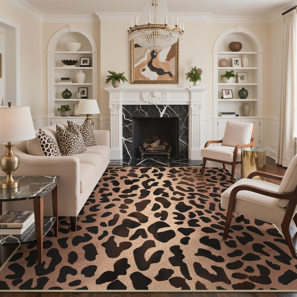 Bavni Zebra Print Rugs 5x7 Washable Area Carpet for Bedroom Living Room