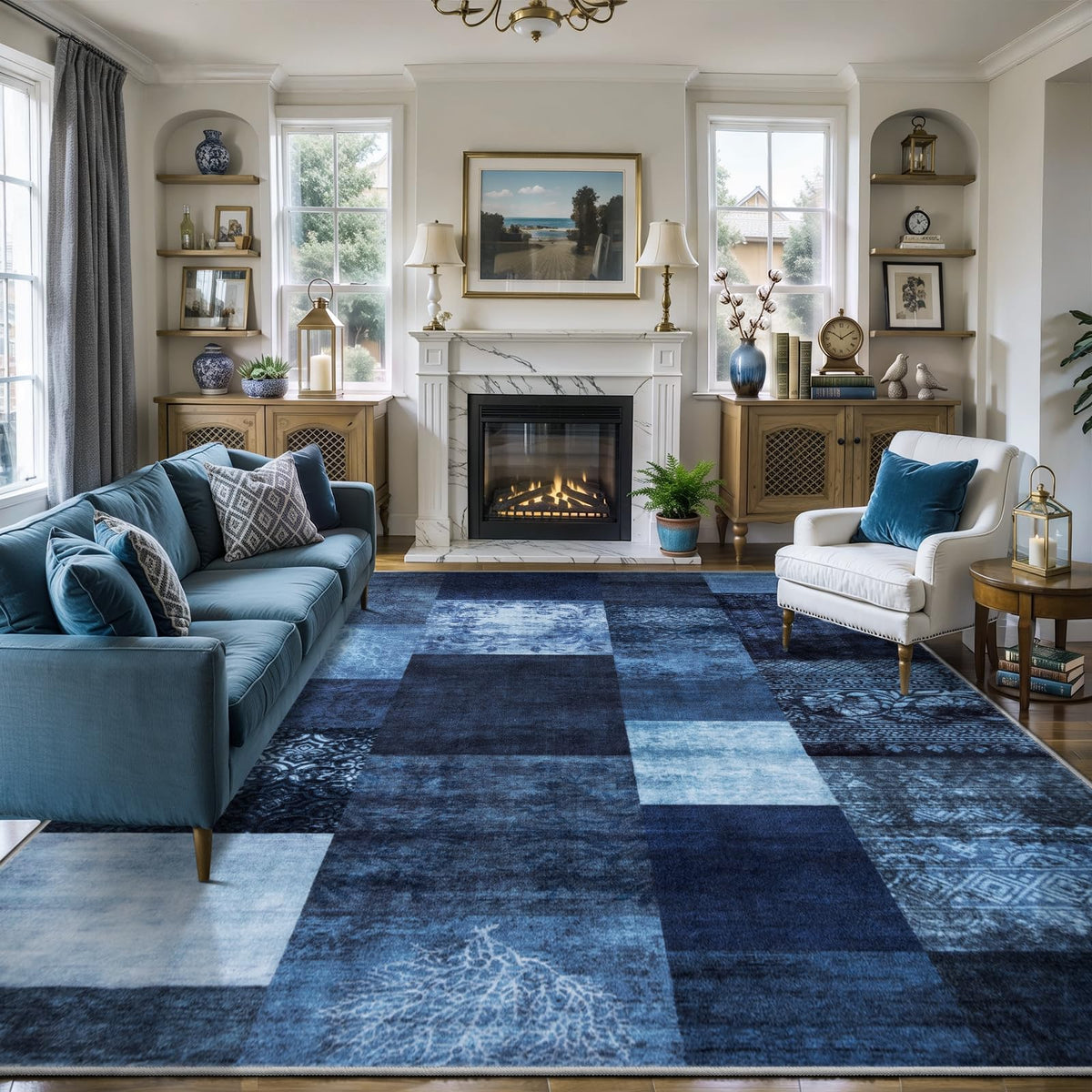 Ciicool 6x9 Area Rug Living Room Rug, Soft Geometric Washable Carpet Brown