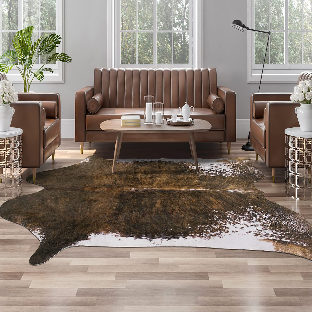AROGAN Premium Leopard Print Rug, Faux Cheetah Rugs, Non-Slip 4.6 x 5.2 Ft