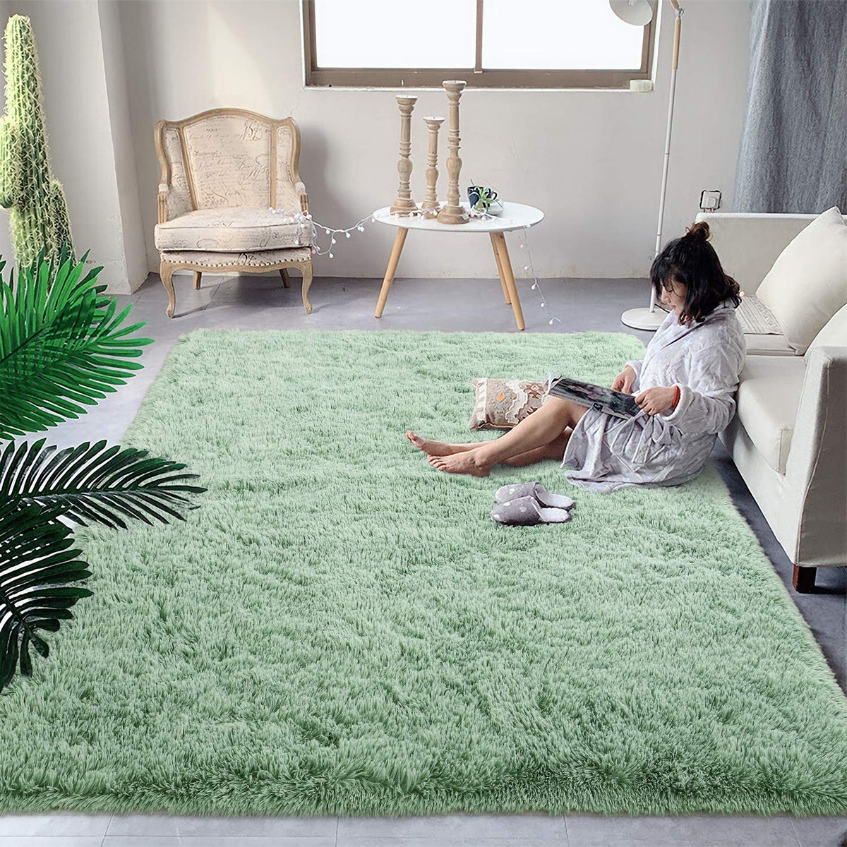 DweIke Fluffy Black White Rugs for Bedroom Living Room, 4x6 Feet Soft Plush Shaggy Cow Hide Print Girls Boys Kids Rug, Non-Slip and Machine Washable Carpet for Dorm Nursery Classroom Decor