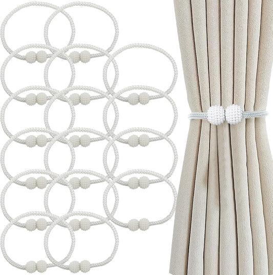 Magnetic Curtain Tiebacks 16 Pack White
