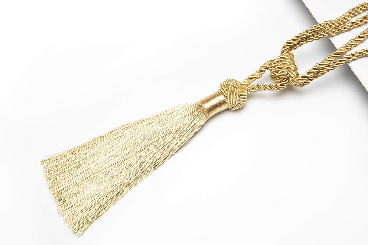 BEL AVENIR 2 Pack Curtain Tiebacks Hand-Woven Tassels Holdbacks