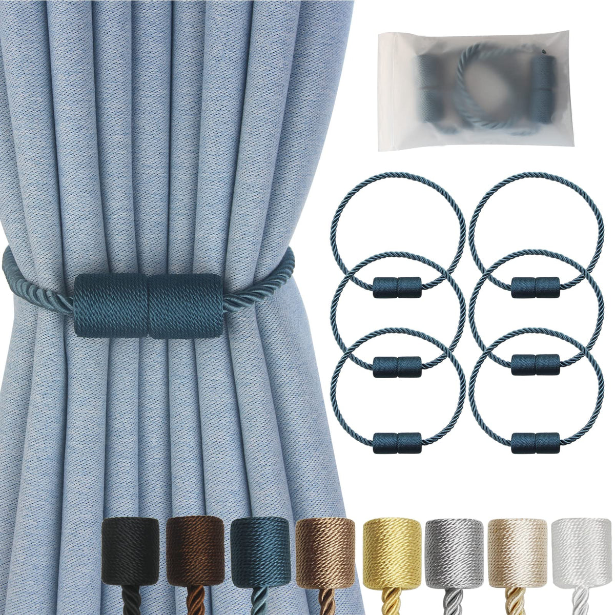 Magnetic Curtain Tiebacks Decorative Holdbacks Rope Tie Back Drapes Hangtty