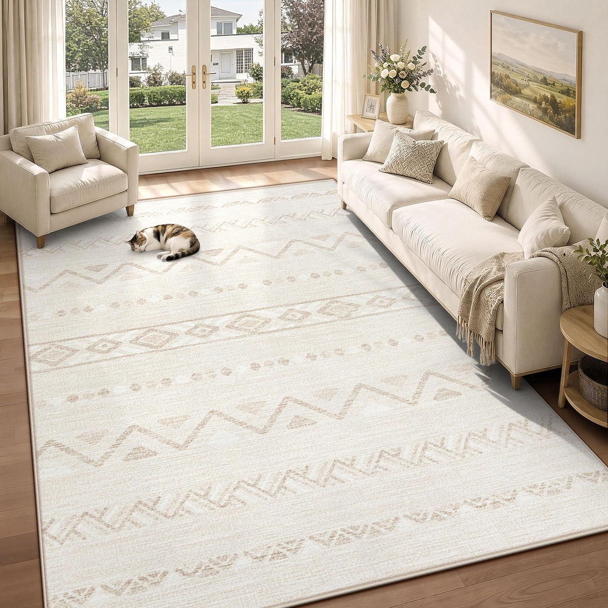 Zomfy Washable Rug 8x10 Area Rugs for Living Room(Beige, 8'x10')