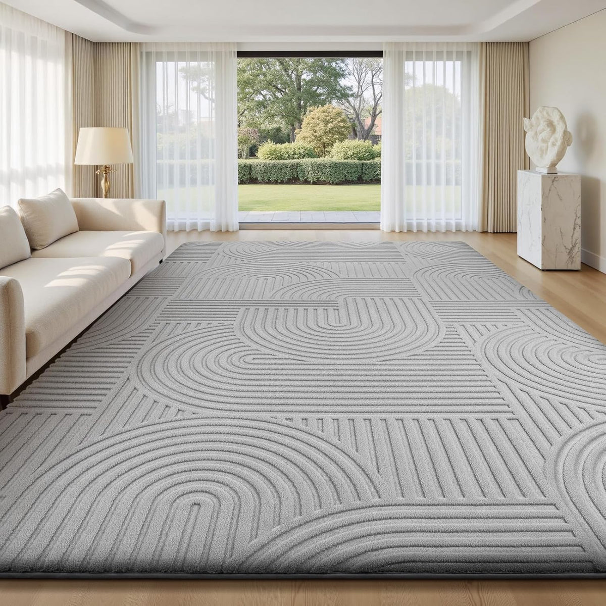 Sour Lemon Area Rugs 9x12 Living Room Bedroom, Grey Rug Large Carpet