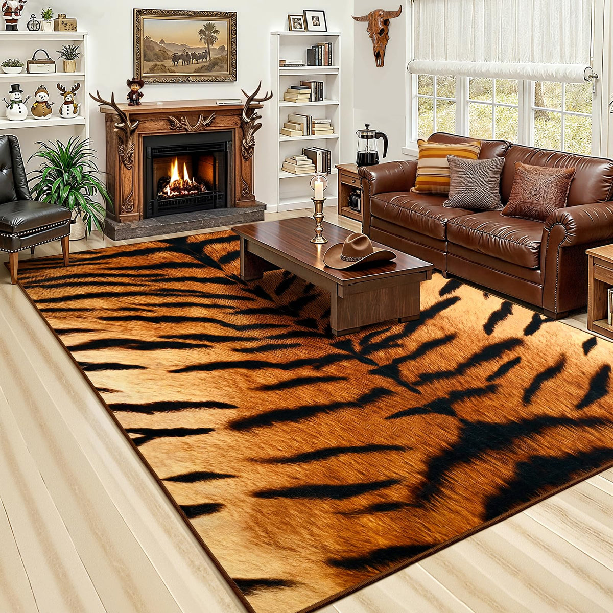 AROGAN Premium Leopard Rug for Bedroom 4×6 Feet, Machine Washable Cheetah Rug Animal Print Hide Area Rug, Large Non-Slip Faux Fur Leopard Skin Rugs Carpet for Office Living Room Dinner Room Home Decor