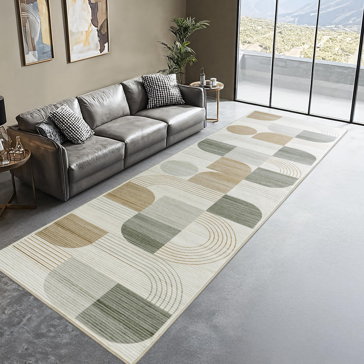 Soft Modern Geometric Abstract Large Machine Washable 5x7 Area Rug